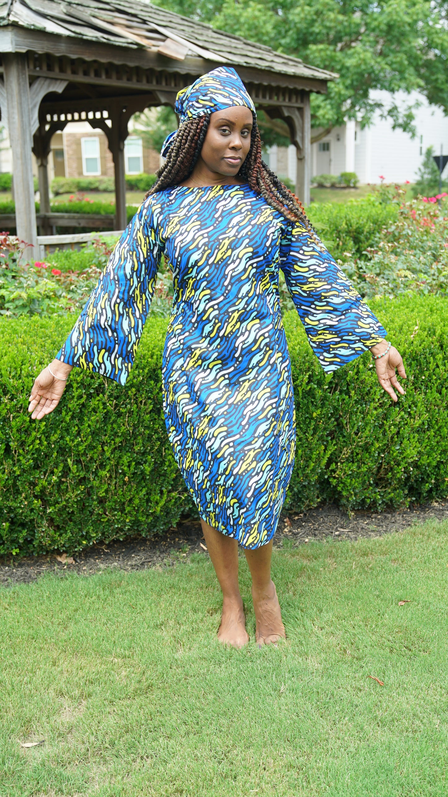 Blue Bell Sleeves Dress