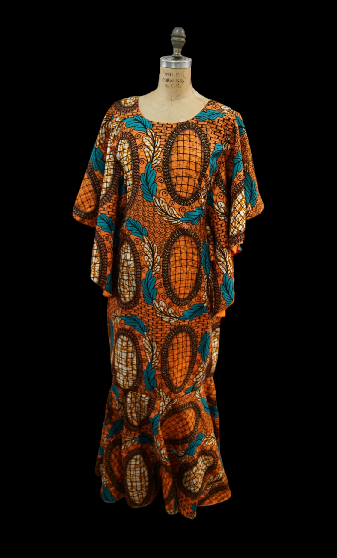 Orange Butterfly Ankara Dress